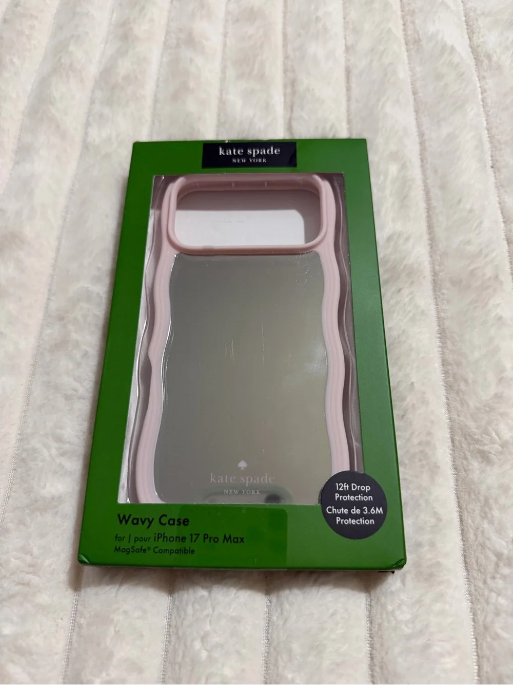 kate spade Wavy Clear iPhone Case with Pink Trim mirror